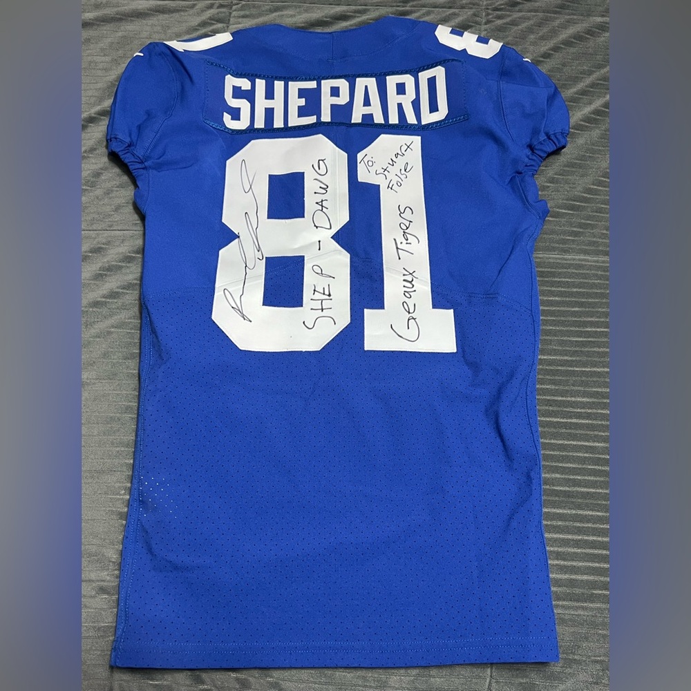 Russell Shepard Game Used Worn Jersey GIANTS BUCS WR SIGNED INSCRIPTION RARE